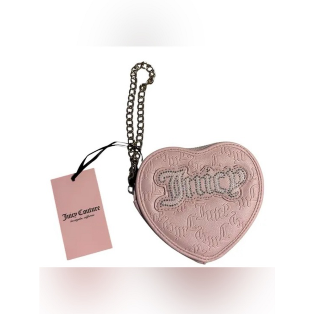 Juicy Couture NWT Pink Heart Shape Logo Wristlet Bag